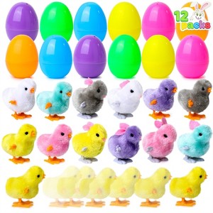 Joyfy 12 Packs Easter Eggs Filled with Wind-up Toys, Colorful Egg Jumping Chicks and Bunnies for Kids Easter Basket Stuffer, Egg Hunt, Classroom Prize - 1 of 4