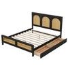 TIRAMISUBEST Queen Size Storage Platform Bed with 2 Drawers, Rattan Headboard and Footboard, Wooden Bed Frame with Slats Support - 4 of 4
