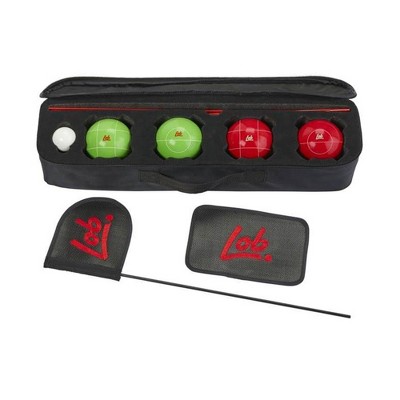 Lob Home Bocce Sport Outdoor Backyard Lawn Game Set with 5 Balls, a Flag Pole, a Tee Box, and a Deluxe Carrying Bag for 2 to 4 Players, Black