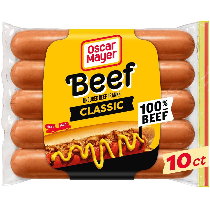 Oscar Mayer Original Classic Beef Uncured Franks Hot Dogs - 15oz/10ct, 1 of 12