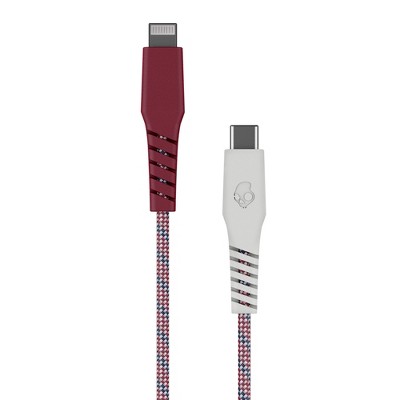 Skullcandy Line+ USB-C to Lightning Braided Charging Cable - White/Crimson