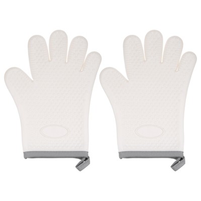 Unique Bargains Heat Resistant Kitchen Textiles Soft Lining Silicone Oven Mitts 2 Pcs