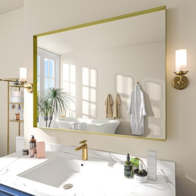 48"x 36" Organnice Golden Frame Bathroom Vanity Mirror : Target