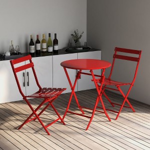 KTMBDW 3-Piece Bistro Set Folding Outdoor Furniture Sets with Premium Steel Frame Portable Design for Bistro & Balcony, Red - 1 of 4