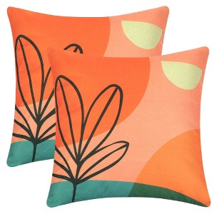 Unique Bargains Linen Decorative Throw Printed Contemporary Waterproof Pillow Covers 2 Pcs - 1 of 4