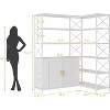L-shaped Corner Bookcase, 6-layer Corner Bookcase with Storage Space, with Cabinets, Modern Industrial Bookcase for Home Office, Living Room, Kitchen - 2 of 4