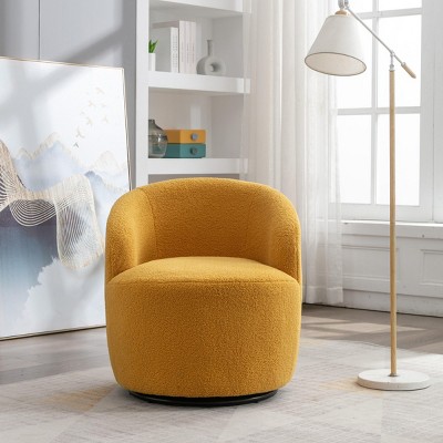 360° Swivel Chair, Soft Touch Modern Teddy Tiny Upholstered Barrel Varity Sofa for Living Room, Bedroom, Indoor Furniture - The Pop Home