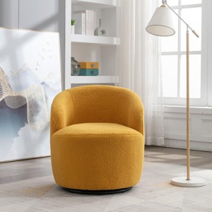 FANNIE 360° Swivel Chair, Soft Touch Modern Teddy Tiny Upholstered Barrel Varity Sofa for Living Room, Bedroom, Indoor Furniture - The Pop Home - 1 of 4