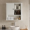 Heynemo Medicine Cabinet with Fluted Sliding Door, Bathroom Cabinet Wall Mounted with Adjustable Shelves, Over the Toilet Storage, TSCA & EPA, White - 2 of 4