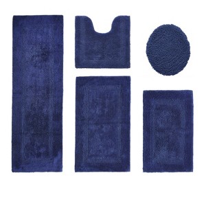 Lux Premium 100% Cotton Tufted Solid Reversible 5 PC Bath Rug Set – Ultra-Soft, Water-Absorbent, Durable, Machine Washable Bathroom Rug - 1 of 4