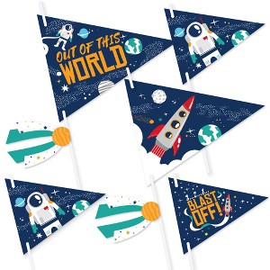 Big Dot of Happiness Blast Off to Outer Space - Triangle Rocket Ship Baby Shower or Birthday Party Photo Props - Pennant Flag Centerpieces - Set of 20 - 1 of 4