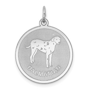 Black Bow Jewelry Sterling Silver Laser Etched Dalmatian Dog Pendant, 19mm - 1 of 4