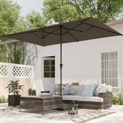 Sonkuki 11x7Ft Double-Sided Patio Umbrella with Large Canopy Outdoor Table Umbrella for Garden, deck and pool