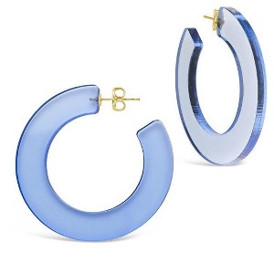 SHINE by Sterling Forever 1.75" Lucite Hoop Earrings Cobalt - 1 of 3