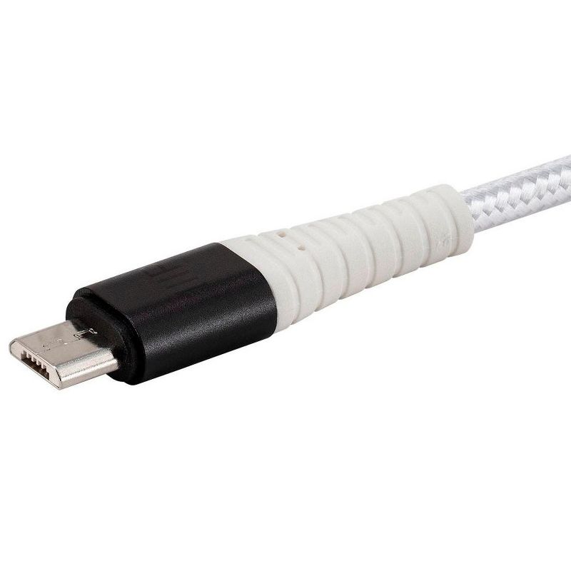 Monoprice USB 2.0 Micro B to Type A Charge and Sync Cable - 3 Feet - White | Durable, Kevlar-Reinforced Nylon-Braid - AtlasFlex Series, 3 of 7