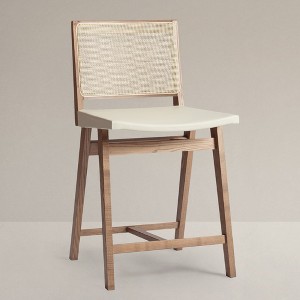 KLAREL Elye Caned Back Counter Stool - 1 of 4