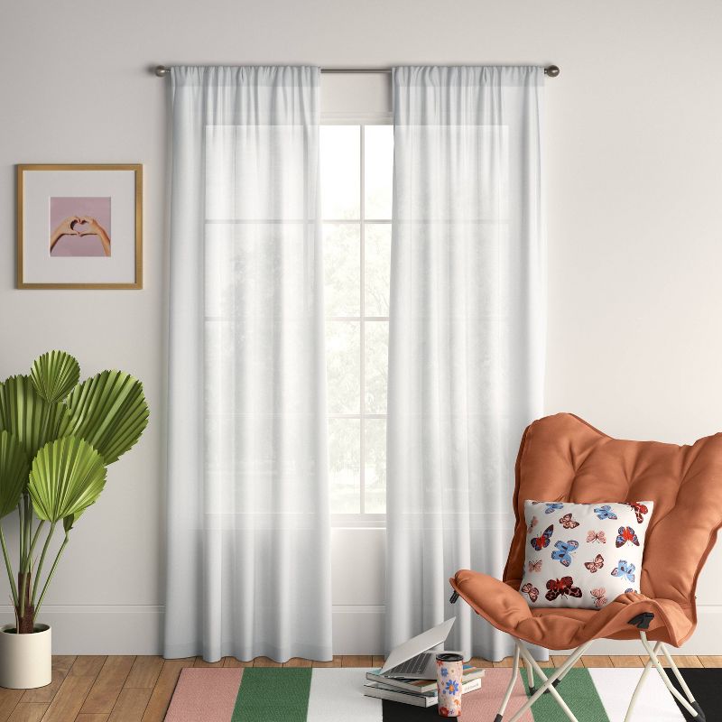 1pc Sheer Window Curtain Panel White - Room Essentials™, 3 of 9