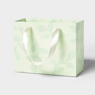 6.23"x6.5"x0.79" Green Leaf with Mirror Ink XL Gift Bag - Spritz™