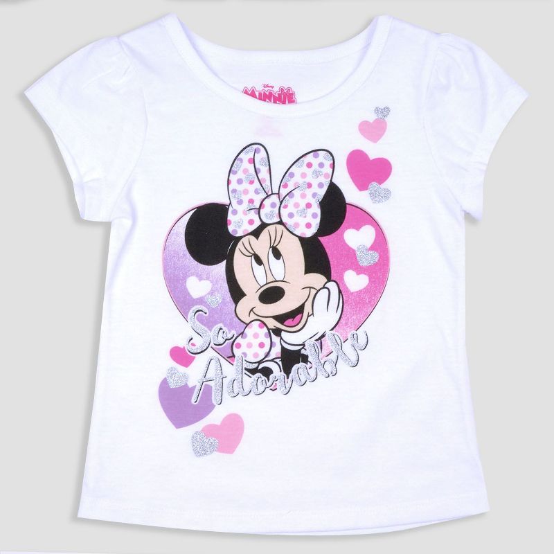 Toddler Girls' 3pk Disney Mickey Mouse & Friends Minnie Mouse Short Sleeve T-Shirt - Pink/White, 3 of 7