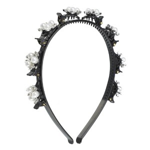 Unique Bargains Women's Fashion Faux Pearl Headband 4.13" ID Silver Tone 1 Pc - 1 of 4