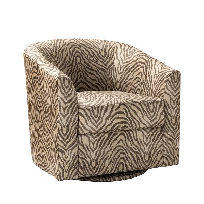 Liria Wooden Upholstered Barrel Chair for Livingroom with Metal Swivel Base | ARTFUL LIVING DESIGN