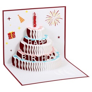 Unique Bargains Handcrafted 3D Cake Design Greeting Cards with Envelope - 1 of 4