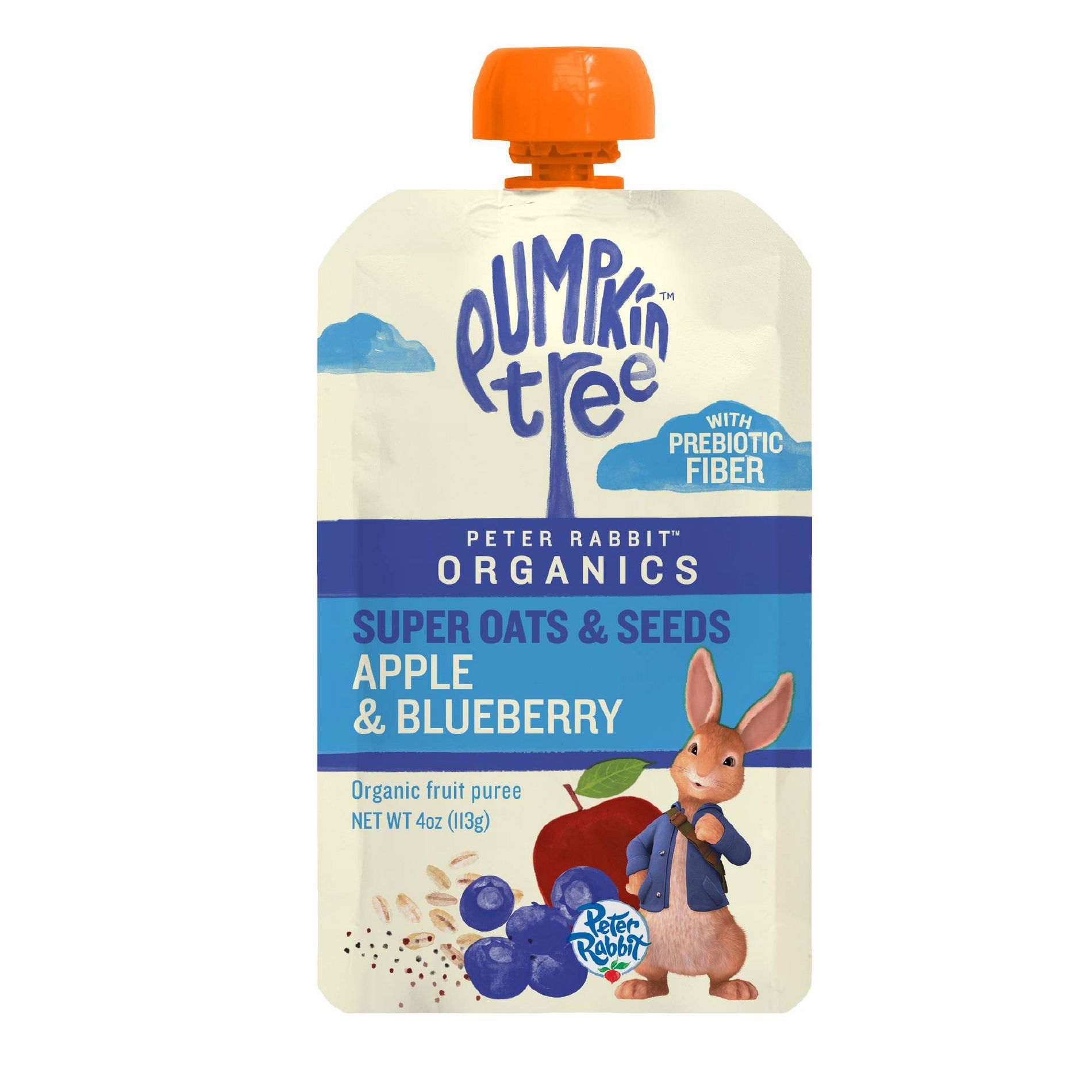 Peter Rabbit Organics Prebiotic Fiber Oats and Seeds Apple Blueberry Pureed Baby Food - 4oz