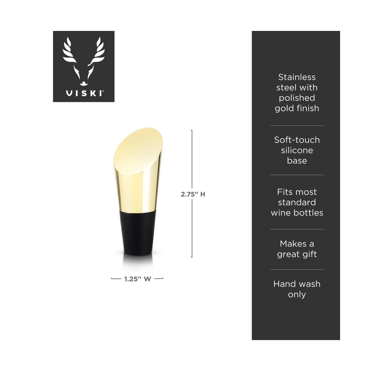 Viski Heavyweight Wine Bottle Stopper - thumbnail 3