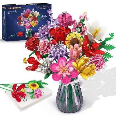 Hogokids Flowers Bouquet Building Decoration Kit, 1464Pcs Romantic Love Sea Immortal Flower Bouquet Gifts for Adults and Kids Aged 8+