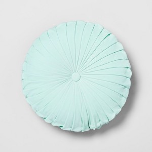 Aqua Pleated Velvet Round Throw Pillow - Opalhouse , Blue