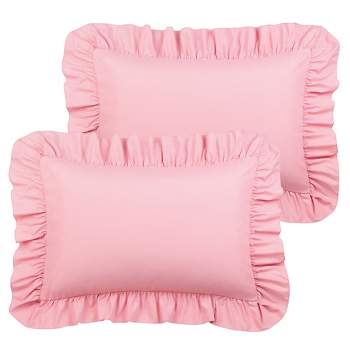 PiccoCasa 100% Brushed Microfiber Ruffled Soft Breathable Envelope Closure Pillowcases 2 Pcs