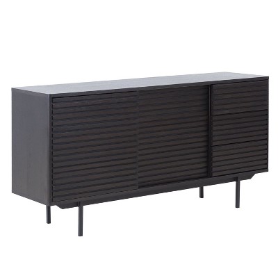 NicBex Modern Sideboard Cabinet with 2 Sliding Doors & 3 Drawers for Kitchen,Living Room,Black