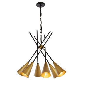 Elegant Lighting Casen 32 inch pendant in black and brass - 1 of 4