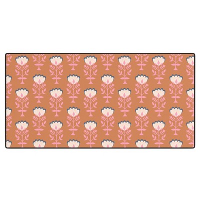 Schatzi Brown Norr Flower Orange Desk Mat - Deny Designs