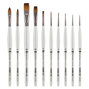 Borciani e Bonazzi Unico Fiamatto Synthetic Paint Brush, Assorted Set of 10 - For Acrylic and Watercolor Painting - Ergonomic Handle, Animal-Friendly, - 1 of 4