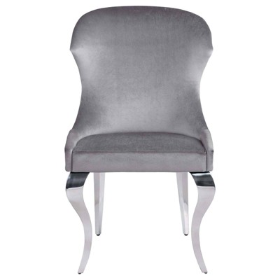 Cheyanne Dark Gray Velvet Upholstered Side Chair with Metal Legs