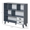 Vynxaria 3-Tier Child Bookcase - Open Shelves Cabinet Floor Standing Cube Storage Organizer with Drawers in Grey - 2 of 4