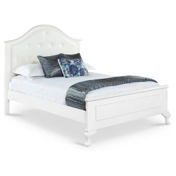 Isabella Youth Bed with Faux Leather Headboard Full White - Picket House Furnishings
