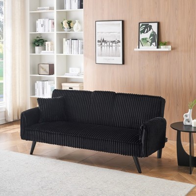 GlasFlength Sofas Contemporary Sofa with Cushioned Support and Clean Lines for Modern Living Spaces, Black,72”*30”*31"