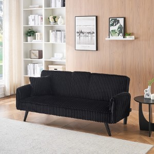 GlasFlength Sofas Contemporary Sofa with Cushioned Support and Clean Lines for Modern Living Spaces, Black,72”*30”*31" - 1 of 4