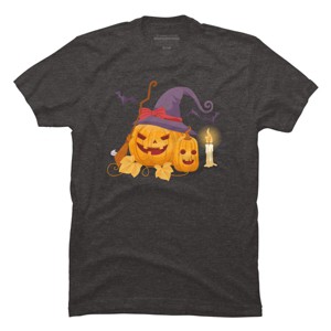 Men's Design By Humans Halloween Witch Pumpkins With Bats By VectorVillain T-Shirt - 1 of 4