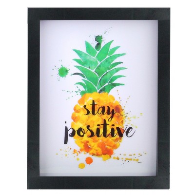 Northlight 9” LED Lighted 'Stay Positive' Pineapple Framed Light Box