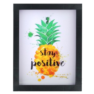 Northlight 9” LED Lighted 'Stay Positive' Pineapple Framed Light Box - 1 of 4