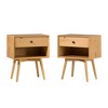 Saracina Home 2pc Greenberg 1 Drawer MidCentury Modern Solid Wood Nightstand Natural Pine - 2 of 4