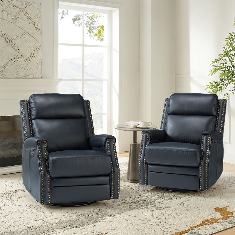 Set of 2 Hieronymus Genuine Leather Power Rocking Recliner with Tufted Design | ARTFUL LIVING DESIGN, 2 of 12