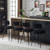 RISOKEYS Set of 2 Modern Teddy Fabric Upholstered Bar Stools - Metal Base High Stool - Suitable for Kitchen, Dining and Living Room, Black - 2 of 4