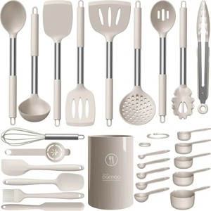Racxily Tongs,Spatula,Spoon,Brush,Whisk,Non-Stick, Dishwasher Safe,BPA FREE (Khaki) - 1 of 3
