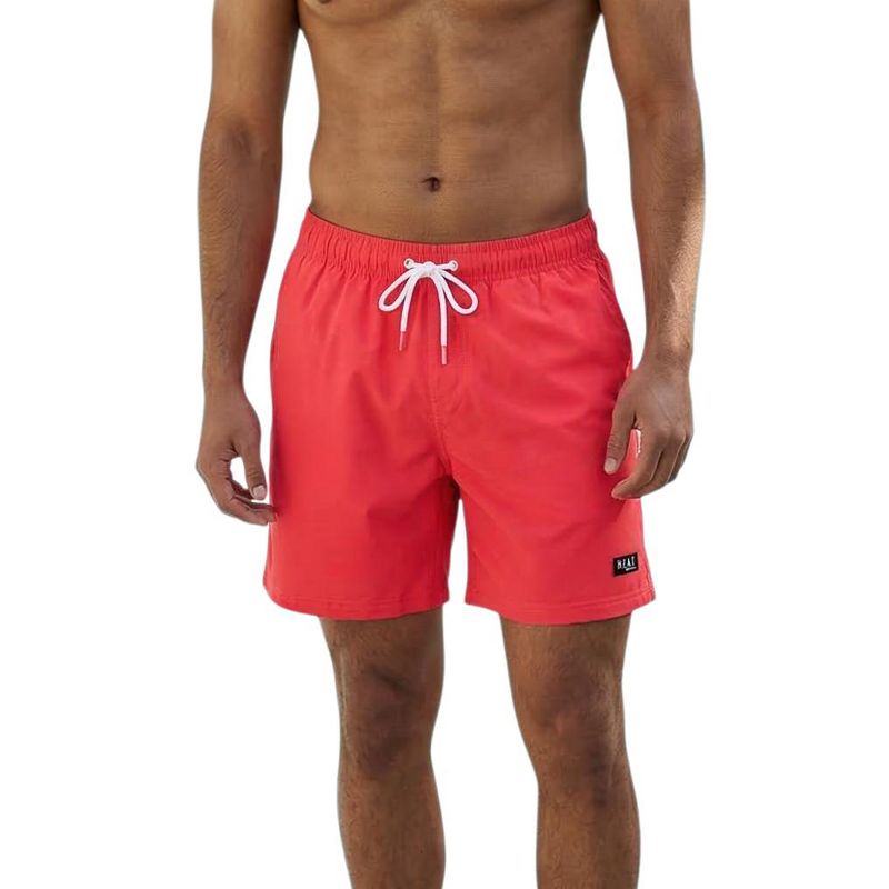 HEAT Swimwear Men's UPF 50+ 17" Solid Color Swim Trunks | Berry Red Large