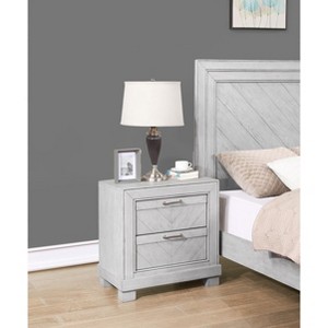 Gulches Industrial Style Nightstand with Slatted Metal Frame Rustic Wooden Tabletop, 2 Open Shelves, Classic Modern Fusion - 1 of 4