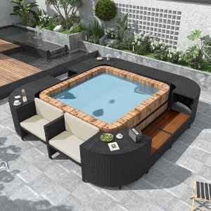 Whisen Spa Surround Spa Frame Quadrilateral Outdoor Rattan Sectional Sofa Set - 1 of 4
